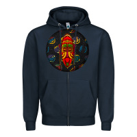 Navy african masks round earrings 2 Zipper Hoodie - BundleAndBundleShop