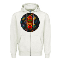 Oatmeal Heather african masks round earrings 2 Zipper Hoodie - BundleAndBundleShop