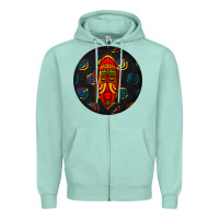 Seafoam african masks round earrings 2 Zipper Hoodie - BundleAndBundleShop
