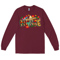 Burgundy cinco de mayo nurse Long Sleeve Tee - CowGirlArtShop