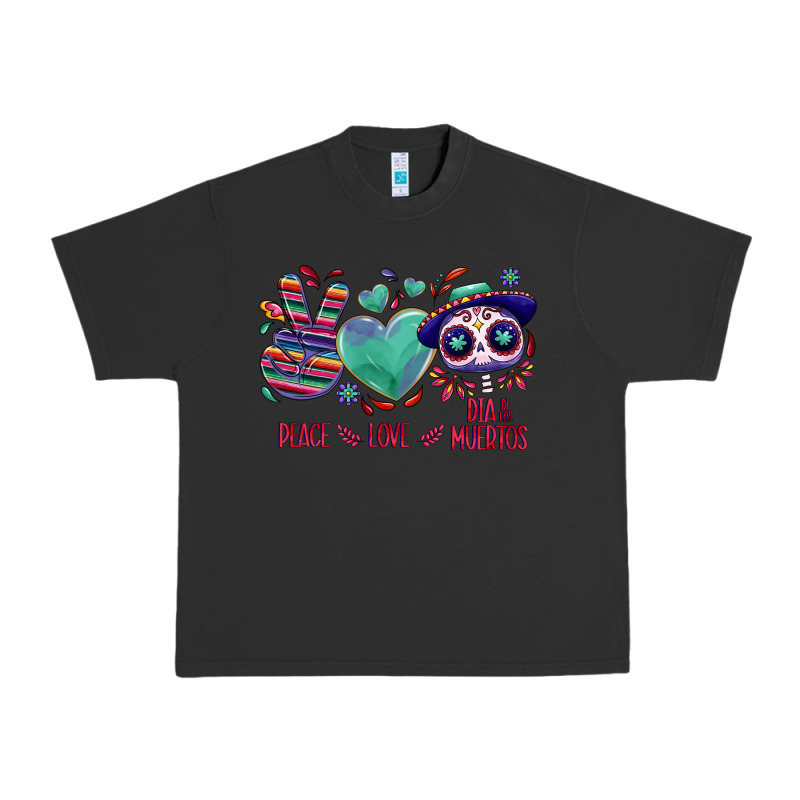 Peace Love Dia De Los Muertos Urban Heavy Tee by NancyCooperArtShop | Teevron