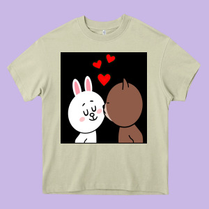 Brown Bear Cony Bunny Rabbit The Kiss Heavy Core Tee Designed By Tuandangui