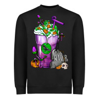 Black Halloween Cold Drink Frappe With Tombstone Heavyweight Sweatshirt - FaDigitalArtStudio
