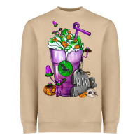 Mushroom Halloween Cold Drink Frappe With Tombstone Heavyweight Sweatshirt - FaDigitalArtStudio