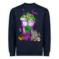 Navy Halloween Cold Drink Frappe With Tombstone Heavyweight Sweatshirt - FaDigitalArtStudio
