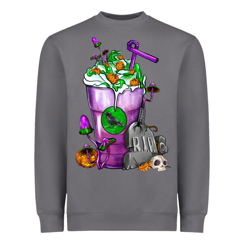 Halloween Cold Drink Frappe With Tombstone Heavyweight Sweatshirt by FaDigitalArtStudio | Teevron