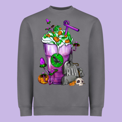Halloween Cold Drink Frappe With Tombstone Heavyweight Sweatshirt Designed By Fadigitalartstudio