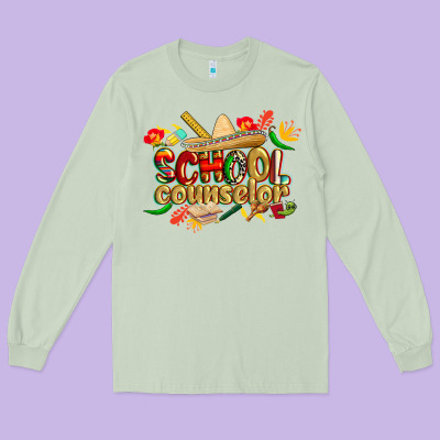 Cinco De Mayo School Counselor Long Sleeve Tee Designed By Cowgirlartshop