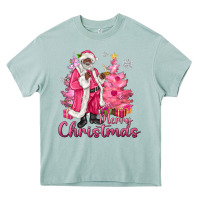 Arona Pink Merry Christmas Black Santa Heavy Core Tee - MaliasSmallBusiness