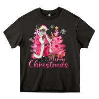 Asphalt Pink Merry Christmas Black Santa Heavy Core Tee - MaliasSmallBusiness