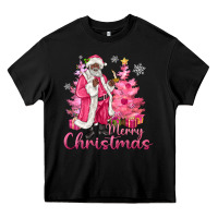 Pink Merry Christmas Black Santa Heavy Core Tee | Teevron