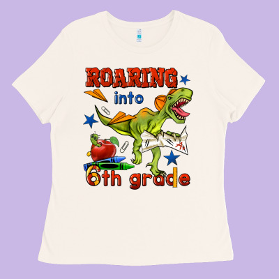 Roaring Into 6th Grade Ladies Tee Designed By Bundleandbundleshop
