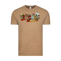 Vintage Coffee Christmas Teacher Vintage Tee - NancyCooperArtShop