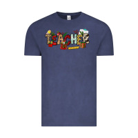 Vintage Denim Christmas Teacher Vintage Tee - NancyCooperArtShop