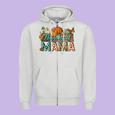Thankful Mama Zipper Hoodie Designed By Bundleandbundleshop