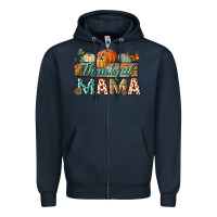 Navy thankful mama Zipper Hoodie - BundleAndBundleShop