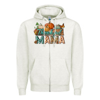 Oatmeal Heather thankful mama Zipper Hoodie - BundleAndBundleShop