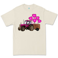 Bone valentines day pink tractor with pink heart balloo Premium Tee - RanaPortraitStore