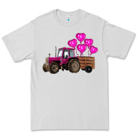 Dove Grey valentines day pink tractor with pink heart balloo Premium Tee - RanaPortraitStore