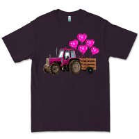 Plum valentines day pink tractor with pink heart balloo Premium Tee - RanaPortraitStore