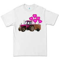 White valentines day pink tractor with pink heart balloo Premium Tee - RanaPortraitStore