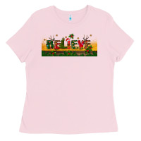 Bubblegum Pink christmas believe Ladies Tee - BundleAndBundleShop