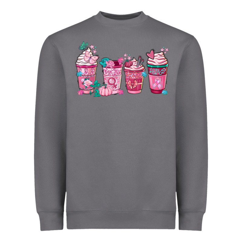 Breast Cancer Coffee Cups Heavyweight Sweatshirt by FaDigitalArtStudio | Teevron