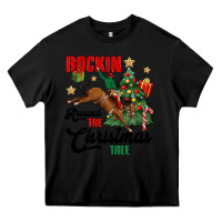 Black rockin around the christmas tree Heavy Core Tee - MaliasSmallBusiness