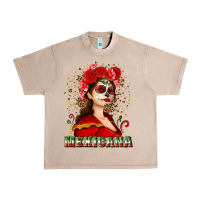 French Oak Sugar skull girl with Mexicana Urban Heavy Tee - NancyCooperArtShop