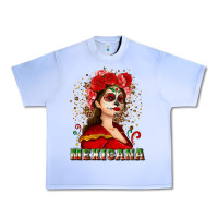 Grape Ice Sugar skull girl with Mexicana Urban Heavy Tee - NancyCooperArtShop