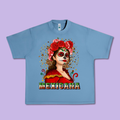 Sugar Skull Girl With Mexicana Urban Heavy Tee Designed By Nancycooperartshop