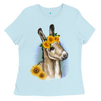Baby Blue Sunflower Baby Donkey Ladies Tee - RanaPortraitStore
