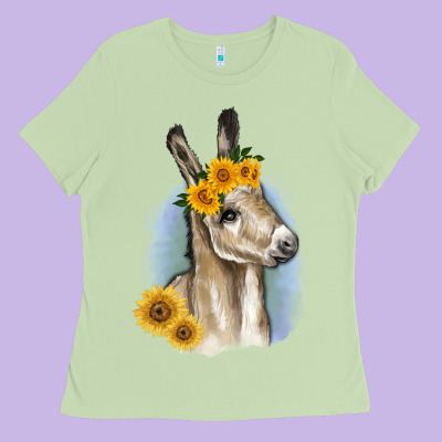 Sunflower Baby Donkey Ladies Tee Designed By Ranaportraitstore