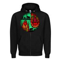 Black african masks round earrings 3 Zipper Hoodie - BundleAndBundleShop
