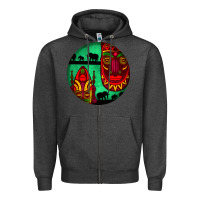 Charcoal Heather african masks round earrings 3 Zipper Hoodie - BundleAndBundleShop