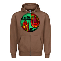 Chestnut african masks round earrings 3 Zipper Hoodie - BundleAndBundleShop