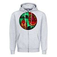 Heather Grey african masks round earrings 3 Zipper Hoodie - BundleAndBundleShop