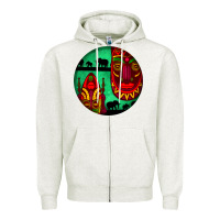 Oatmeal Heather african masks round earrings 3 Zipper Hoodie - BundleAndBundleShop