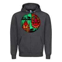 Smoke african masks round earrings 3 Zipper Hoodie - BundleAndBundleShop