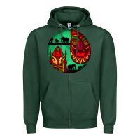 Sports Green african masks round earrings 3 Zipper Hoodie - BundleAndBundleShop