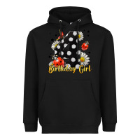 Black ladybug birthday girl age 4 Heavyweight Hoodie - LillyAllenDesigns