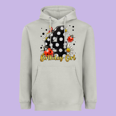 Ladybug Birthday Girl Age 4 Heavyweight Hoodie Designed By Lillyallendesigns