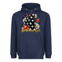 Navy ladybug birthday girl age 4 Heavyweight Hoodie - LillyAllenDesigns
