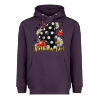 Plum ladybug birthday girl age 4 Heavyweight Hoodie - LillyAllenDesigns