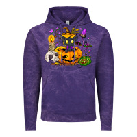 Cloud Purple Black cat pumpkin Vintage Hoodie - NancyCooperArtShop