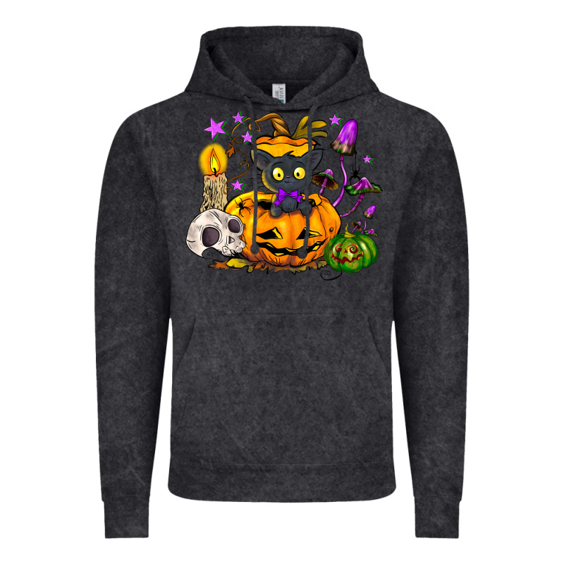 Black Cat Pumpkin Vintage Hoodie by NancyCooperArtShop | Teevron