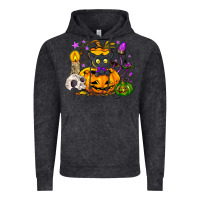 Vintage Black Black cat pumpkin Vintage Hoodie - NancyCooperArtShop