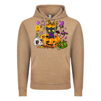 Vintage Coffee Black cat pumpkin Vintage Hoodie - NancyCooperArtShop