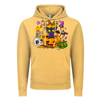 Vintage Mustard Black cat pumpkin Vintage Hoodie - NancyCooperArtShop