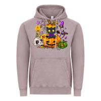 Vintage Zinc Black cat pumpkin Vintage Hoodie - NancyCooperArtShop